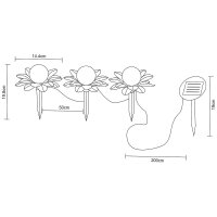 LED Solar-Außen-Gartenstecker FLORA Deko-Wege-Leuchte-Lampe Metall Glaskugel