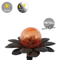 LED Solar-Außen-Gartenstecker FLORA Deko-Wege-Leuchte-Lampe Metall Glaskugel