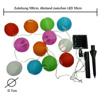 LED Solar-Lampion Lichterkette 10-flg.