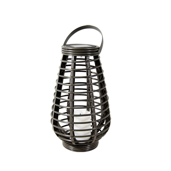 LED Solarleuchte Laterne Riss Gartenleuchte Rattan Optik Solarlampe Dekoleuchte Höhe 30cm