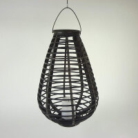 LED Solarleuchte Laterne Riss Gartenleuchte Rattan Optik Solarlampe Dekoleuchte Höhe 30cm