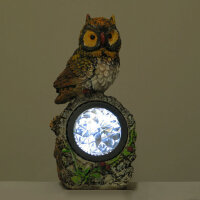 LED Solarleuchten Figur Eule Dekoration, Garten-Deko-Beleuchtung Solarlampe Eule auf Baumstamm