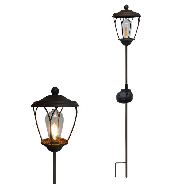 LED Solar-Wegeleuchte-Laterne JUNO m. Spieß Garten-Dekorations-Lampe Metall-Glas Einzeln