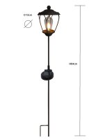 LED Solar-Wegeleuchte-Laterne JUNO m. Spieß Garten-Dekorations-Lampe Metall-Glas Einzeln