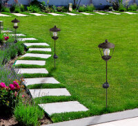 LED Solar-Wegeleuchte-Laterne JUNO m. Spieß Garten-Dekorations-Lampe Metall-Glas Einzeln