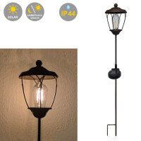 LED Solar-Wegeleuchte-Laterne JUNO m. Spieß Garten-Dekorations-Lampe Metall-Glas Einzeln