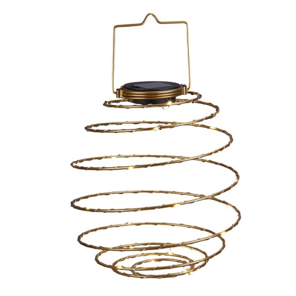 LED-Solar-Laterne SPIRALE zum hängen Stimmungsleuchte IP44 Party-Deko-Leuchte Gold