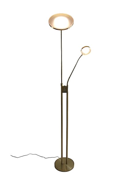LED-Stehleuchte Livio LED-Deckenfluter mit LED-Leseleuchte nickel Fluter dimmbar