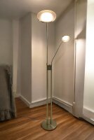 LED-Stehleuchte Livio LED-Deckenfluter mit LED-Leseleuchte nickel Fluter dimmbar