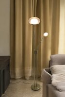 LED-Stehleuchte Livio LED-Deckenfluter mit LED-Leseleuchte nickel Fluter dimmbar