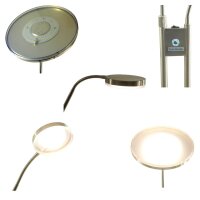 LED-Stehleuchte Livio LED-Deckenfluter mit LED-Leseleuchte nickel Fluter dimmbar