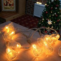 Lichterkette 10 LED batteriebetrieben Dekobeleuchtung Tisch- Fensterdekoration  Glocke LED amber