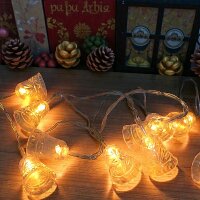 Lichterkette 10 LED batteriebetrieben Dekobeleuchtung Tisch- Fensterdekoration  Glocke LED amber