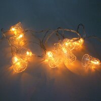 Lichterkette 10 LED batteriebetrieben Dekobeleuchtung Tisch- Fensterdekoration  Glocke LED amber