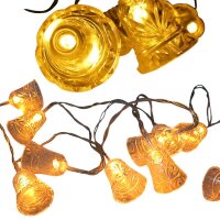 Lichterkette 10 LED batteriebetrieben Dekobeleuchtung Tisch- Fensterdekoration  Glocke LED amber