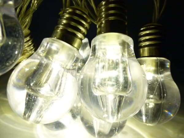 Lichterkette Glühlampe 10 LED batteriebetrieben Dekobeleuchtung Tisch- Fensterdekoration warmweiß