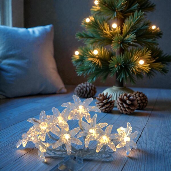 Lichterkette Blume 10 LED batteriebetrieben Dekobeleuchtung Tisch- Fensterdekoration warmweiß