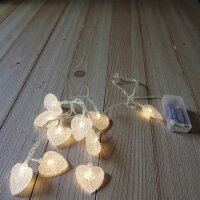 Lichterkette Herz 10 LED batteriebetrieben Dekobeleuchtung Tisch- Fensterdekoration warmweiß
