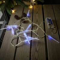 Lichterkette Eiszapfen 10 LED batteriebetrieben Weihnachtsbeleuchtung Tischdeko LED-blau