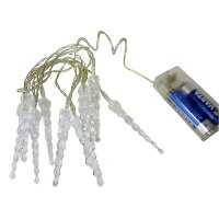 Lichterkette Eiszapfen 10 LED batteriebetrieben Weihnachtsbeleuchtung Tischdeko LED-blau