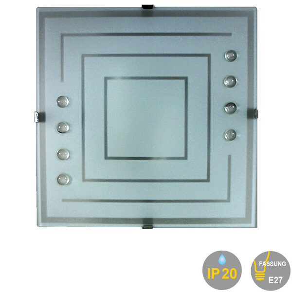 Moderne Glas Deckenleuchte Gerda  Quadrat 2 x E27
